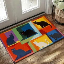 Cute Cates Doormat Kitchen Mat Floor Mat Non-Slip Area Rug Oil Proof Rug Indoor Outdoor Mat Bedroom Decor Bathroom Mat Entrance Rug