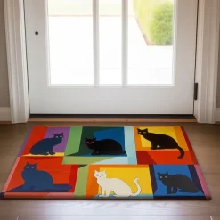 Cute Cates Doormat Kitchen Mat Floor Mat Non-Slip Area Rug Oil Proof Rug Indoor Outdoor Mat Bedroom Decor Bathroom Mat Entrance Rug