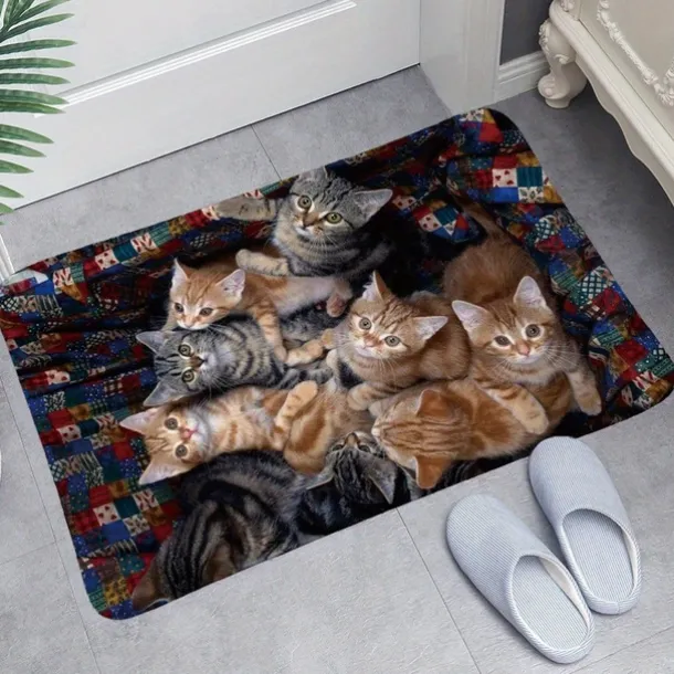 Cute Cats Doormat Floor Mats Washable Rugs Kitchen Mat Non-Slip Oil Proof Rug Indoor Outdoor Mat Bedroom Decor Bathroom Mat Entrance Rug