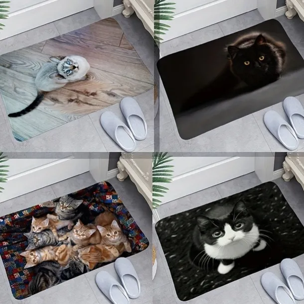 Cute Cats Doormat Floor Mats Washable Rugs Kitchen Mat Non-Slip Oil Proof Rug Indoor Outdoor Mat Bedroom Decor Bathroom Mat Entrance Rug