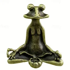 Cute Sitting Frog Statue Incense Holder Yoga Frog Sculpture Home Office Desk Decoration Ornament Gift
