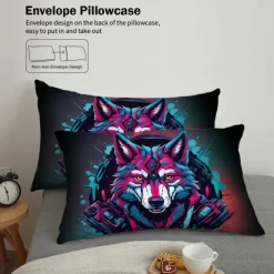 Cyberpunk Style Sci-Fi Animal Duvet Cover Set Includes Duvet Cover and Pillowcases Futuristic and Vibrant Design Soft and Durable Fabric Perfect for Adding an Edgy Touch to Your Bedroom Decor