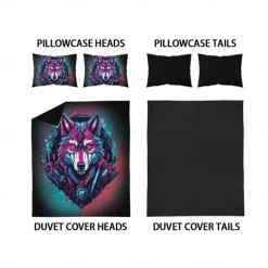 Cyberpunk Style Sci-Fi Animal Duvet Cover Set Includes Duvet Cover and Pillowcases Futuristic and Vibrant Design Soft and Durable Fabric Perfect for Adding an Edgy Touch to Your Bedroom Decor