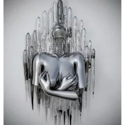 3D Wall Art Love Heart Prints/Posters Metal Sculpture Couple Hug Modern Picture Home Decoration Wall Hanging Gift Rolled Canvas Unframed Unstretched