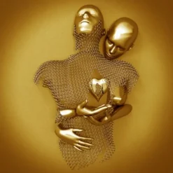 3D Wall Art Love Heart Prints/Posters Metal Sculpture Couple Hug Modern Picture Home Decoration Wall Hanging Gift Rolled Canvas Unframed Unstretched