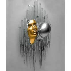 3D Wall Art Love Heart Prints/Posters Metal Sculpture Couple Hug Modern Picture Home Decoration Wall Hanging Gift Rolled Canvas Unframed Unstretched