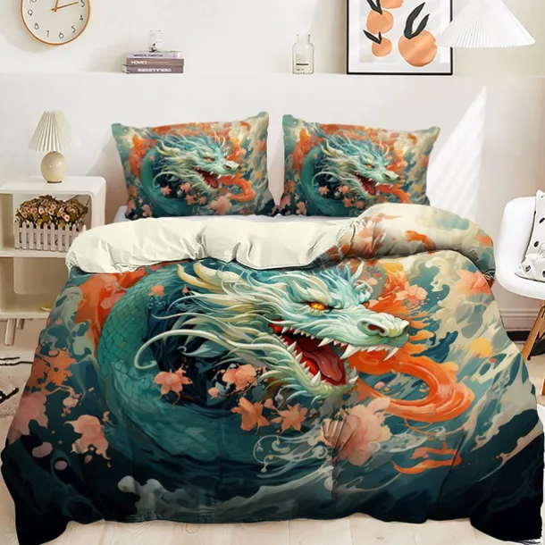 3D Bedding Dragon print Print Duvet Cover Bedding Sets Comforter Cover with 1 print Print Duvet Cover or Coverlet,2 Pillowcases for Double/Queen/King