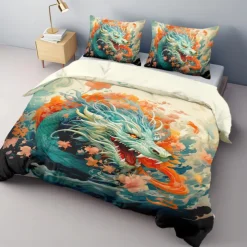 3D Bedding Dragon print Print Duvet Cover Bedding Sets Comforter Cover with 1 print Print Duvet Cover or Coverlet,2 Pillowcases for Double/Queen/King