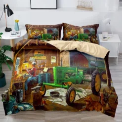 3D Bedding Farm Tractor print Print Duvet Cover Bedding Sets Comforter Cover with 1 print Print Duvet Cover or Coverlet,2 Pillowcases for Double/Queen/King