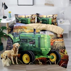 3D Bedding Farm Tractor print Print Duvet Cover Bedding Sets Comforter Cover with 1 print Print Duvet Cover or Coverlet，2 Pillowcases for Double/Queen/King