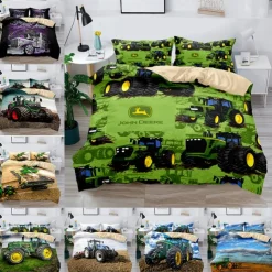 3D Bedding Farm Tractor print Print Duvet Cover Bedding Sets Comforter Cover with 1 print Print Duvet Cover or Coverlet，2 Pillowcases for Double/Queen/King