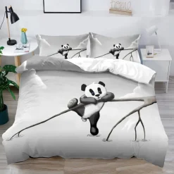 3D Bedding Panda Rabbit print Print Duvet Cover Bedding Sets Comforter Cover with 1 print Print Duvet Cover or Coverlet，2 Pillowcases for Double/Queen/King