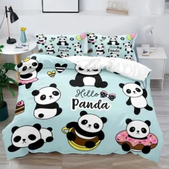 3D Bedding Panda Rabbit print Print Duvet Cover Bedding Sets Comforter Cover with 1 print Print Duvet Cover or Coverlet，2 Pillowcases for Double/Queen/King