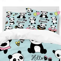 3D Bedding Panda Rabbit print Print Duvet Cover Bedding Sets Comforter Cover with 1 print Print Duvet Cover or Coverlet，2 Pillowcases for Double/Queen/King