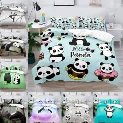 3D Bedding Panda Rabbit print Print Duvet Cover Bedding Sets Comforter Cover with 1 print Print Duvet Cover or Coverlet，2 Pillowcases for Double/Queen/King