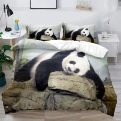 3D Bedding Panda Rabbit print Print Duvet Cover Bedding Sets Comforter Cover with 1 print Print Duvet Cover or Coverlet，2 Pillowcases for Double/Queen/King