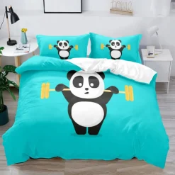 3D Bedding Panda Rabbit print Print Duvet Cover Bedding Sets Comforter Cover with 1 print Print Duvet Cover or Coverlet，2 Pillowcases for Double/Queen/King