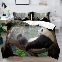 3D Bedding Panda Rabbit print Print Duvet Cover Bedding Sets Comforter Cover with 1 print Print Duvet Cover or Coverlet，2 Pillowcases for Double/Queen/King
