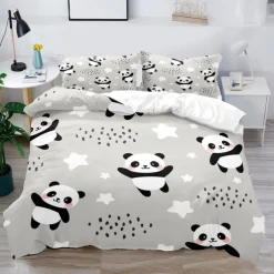 3D Bedding Panda Rabbit print Print Duvet Cover Bedding Sets Comforter Cover with 1 print Print Duvet Cover or Coverlet，2 Pillowcases for Double/Queen/King