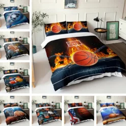3D Bedding Sports Basketball Baseball print Print Duvet Cover Bedding Sets Comforter Cover with 1 print Print Duvet Cover or Coverlet，2 Pillowcases for Double/Queen/King