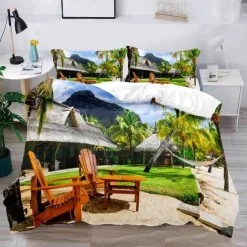 3D Bedding Summer Beach Ocean Marine Life print Print Duvet Cover Bedding Sets Comforter Cover with 1 print Print Duvet Cover or Coverlet，2 Pillowcases for Double/Queen/King
