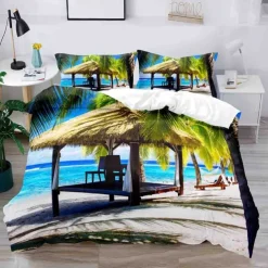 3D Bedding Summer Beach Ocean Marine Life print Print Duvet Cover Bedding Sets Comforter Cover with 1 print Print Duvet Cover or Coverlet，2 Pillowcases for Double/Queen/King