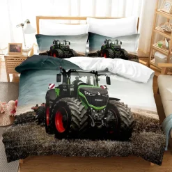 3D Bedding Farm Tractor Print Duvet Cover Bedding Sets Comforter Cover with 1 print Print Duvet Cover or Coverlet,2 Pillowcases for Double/Queen/King