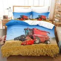 3D Bedding Farm Tractor Print Duvet Cover Bedding Sets Comforter Cover with 1 print Print Duvet Cover or Coverlet，2 Pillowcases for Double/Queen/King