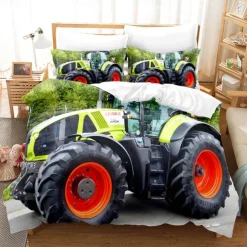 3D Bedding Farm Tractor Print Duvet Cover Bedding Sets Comforter Cover with 1 print Print Duvet Cover or Coverlet，2 Pillowcases for Double/Queen/King