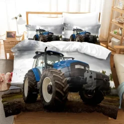 3D Bedding Farm Tractor Print Duvet Cover Bedding Sets Comforter Cover with 1 print Print Duvet Cover or Coverlet，2 Pillowcases for Double/Queen/King