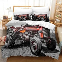 3D Bedding Farm Tractor Print Duvet Cover Bedding Sets Comforter Cover with 1 print Print Duvet Cover or Coverlet，2 Pillowcases for Double/Queen/King