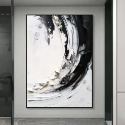 3D Black white Oil painting handmade Beige Wabi Sabi oil painting hand painted Wall Art Black Beige Painting Large handpainted Black painting Wall Art Beige Textured oil Painting Wall Art Decor