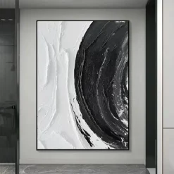 3D Black white Oil painting handmade Beige Wabi Sabi oil painting hand painted Wall Art Black Beige Painting Large handpainted Black painting Wall Art Beige Textured oil Painting Wall Art Decor