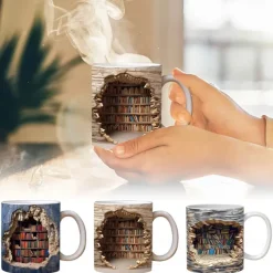 3D Bookshelf Mug Sublimation, 3D Book Mug Wrap, 11oz And 15 Oz Mug Design, 3D Mug Wrap, 11oz Mug Png, 15oz Mug PNG Book Lover Mug Coffee Mug