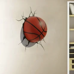 3D Broken Wall Scratches Basketball Home Hallway Background Decoration Removable PVC Stickers Self-Adhesive Wall Decoration for Garden Living Room Bedroom Kitchen Playroom Nursery Room