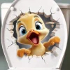 3D Cartoon Animal Duck Toilet Lid Sticker - Vibrant Self-Adhesive Wall Decor for Shower Room, Bedroom, or Any Wall Rack - Easy-to-Apply, Universally Compatible, and Fun Home Decoration Solution