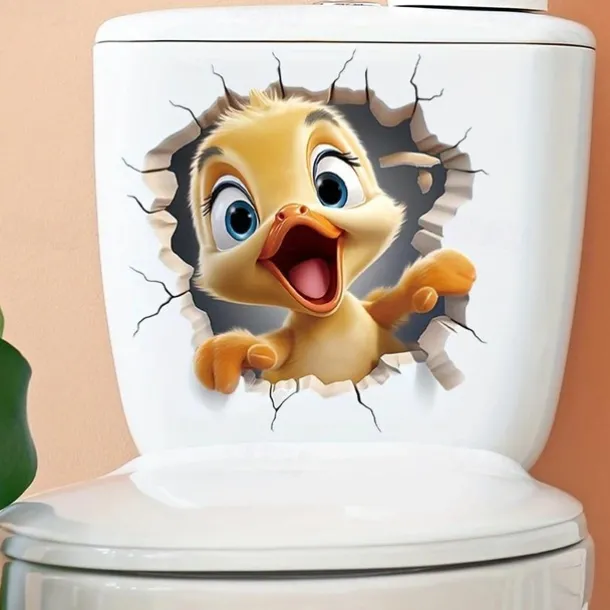 3D Cartoon Animal Duck Toilet Lid Sticker - Vibrant Self-Adhesive Wall Decor for Shower Room, Bedroom, or Any Wall Rack - Easy-to-Apply, Universally Compatible, and Fun Home Decoration Solution