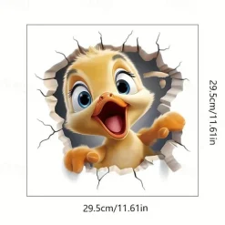 3D Cartoon Animal Duck Toilet Lid Sticker - Vibrant Self-Adhesive Wall Decor for Shower Room, Bedroom, or Any Wall Rack - Easy-to-Apply, Universally Compatible, and Fun Home Decoration Solution