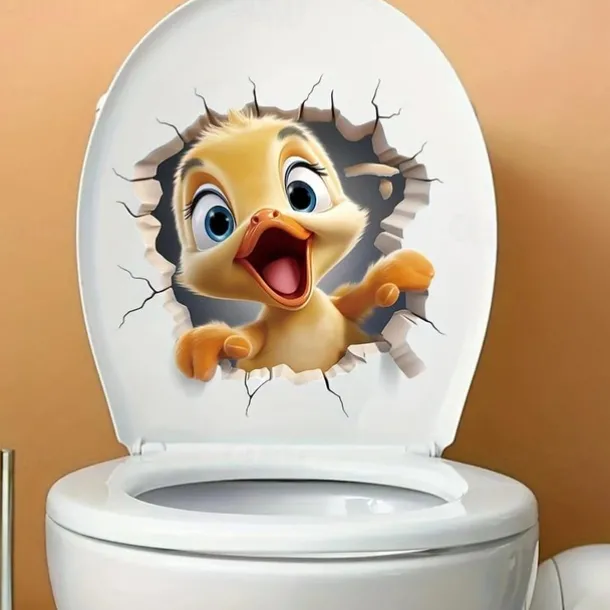 3D Cartoon Animal Duck Toilet Lid Sticker - Vibrant Self-Adhesive Wall Decor for Shower Room, Bedroom, or Any Wall Rack - Easy-to-Apply, Universally Compatible, and Fun Home Decoration Solution