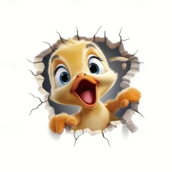3D Cartoon Animal Duck Toilet Lid Sticker - Vibrant Self-Adhesive Wall Decor for Shower Room, Bedroom, or Any Wall Rack - Easy-to-Apply, Universally Compatible, and Fun Home Decoration Solution