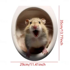 3D Cat Puppy Animal Bathroom Toilet Sticker, Home Decoration Wall Sticker, Self-adhesive Waterproof and Oil Proof Sticker