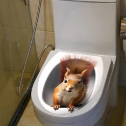 3D Cat Puppy Animal Bathroom Toilet Sticker, Home Decoration Wall Sticker, Self-adhesive Waterproof and Oil Proof Sticker