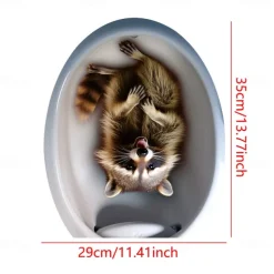 3D Cat Puppy Animal Bathroom Toilet Sticker, Home Decoration Wall Sticker, Self-adhesive Waterproof and Oil Proof Sticker