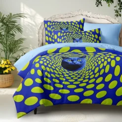 3D Cats Duvet Cover Set Flowing Lines Cat Pattern Comforter Set Soft 3-Piece Luxury Bedding Set Home Decor Dusk Bedding Gift King Queen Full Size
