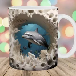 3D Dolphin Ceramic Coffee Mug Oceanic Charm New Arrival Exquisite Fish Design Tea Cup - Perfect for Dolphin Lover