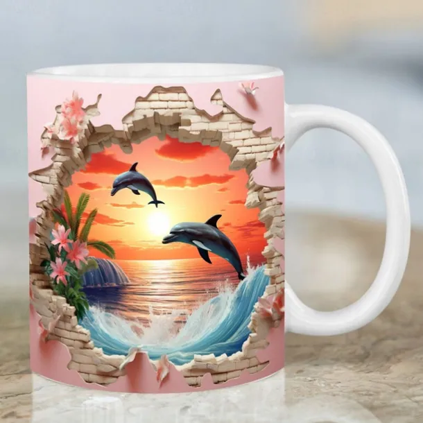3D Dolphin Ceramic Coffee Mug Oceanic Charm New Arrival Exquisite Fish Design Tea Cup - Perfect for Dolphin Lover
