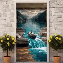 3D Door Decorations Door Covers Door Tapestry Door Curtain Decoration Backdrop Indoor/Outdoor Door Banner for Front Door Farmhouse