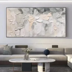 3D flower oil painting Hand-Painted Thick Texture Oil Painting Beige White Painting On Canvas Abstract Textured oil painting for Wall Art painting for Living Room artwork