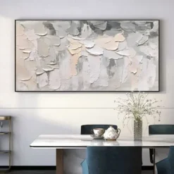 3D flower oil painting Hand-Painted Thick Texture Oil Painting Beige White Painting On Canvas Abstract Textured oil painting for Wall Art painting for Living Room artwork