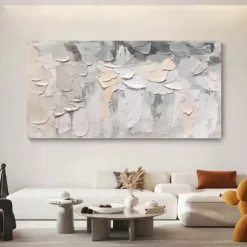 3D flower oil painting Hand-Painted Thick Texture Oil Painting Beige White Painting On Canvas Abstract Textured oil painting for Wall Art painting for Living Room artwork
